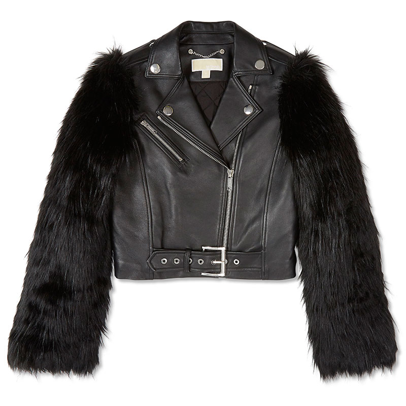 Michael Kors Faux-Fur and Leather Moto Jacket - Valiram Group