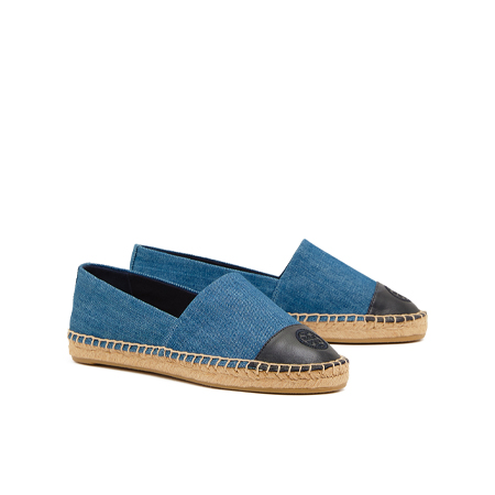 Tory Burch Color Block Flat Espadrille (Denim Chambray / Perfect Navy ...